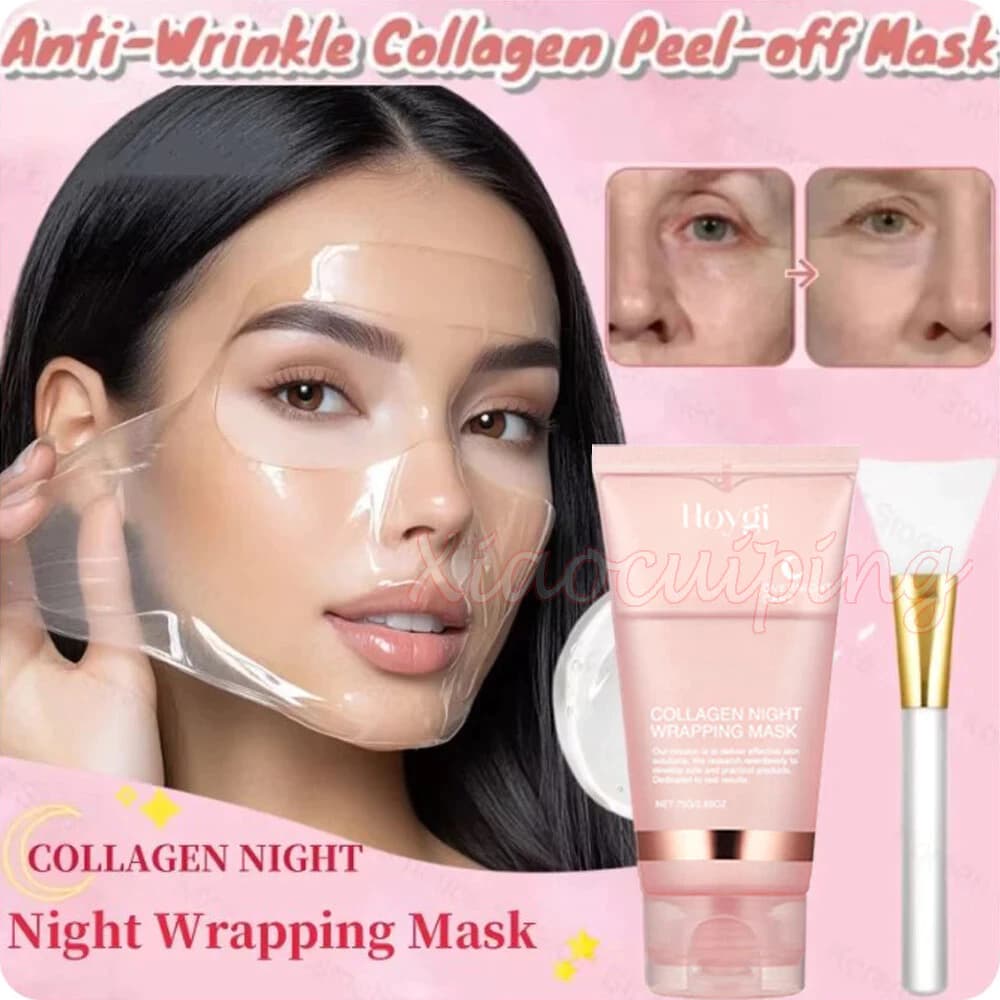 Enviar pincel Máscara Noturna de Colágeno - 75g Rejuvenescedora Hidratante Clareadora Máscara Facial Coreana para Pele