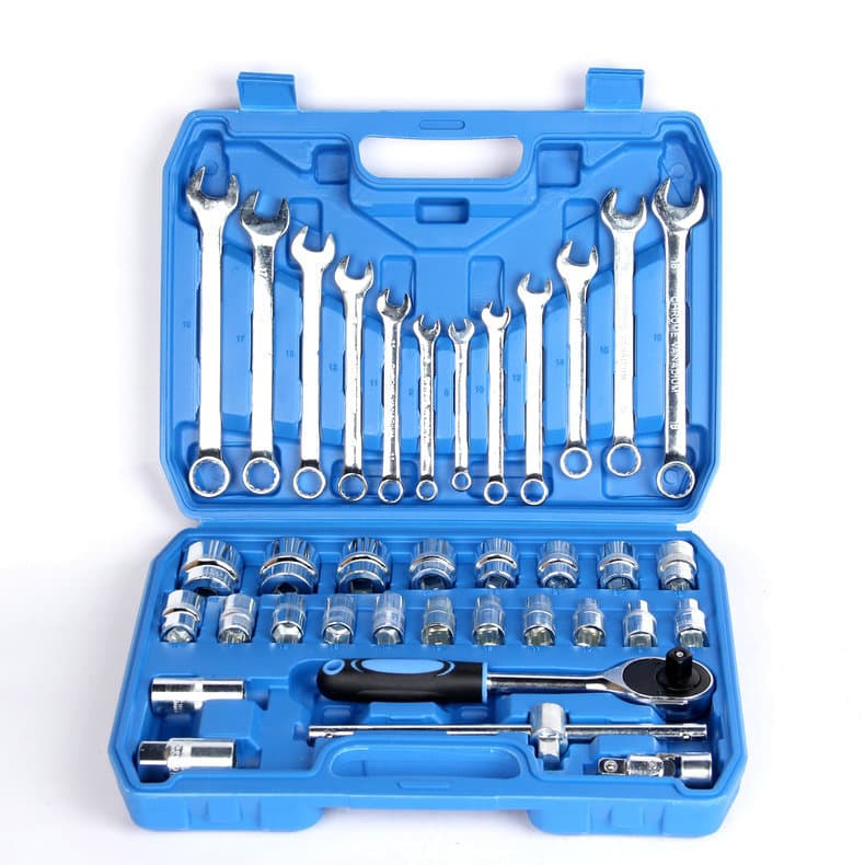 Kit 37 Peças de Ferramentas profissional jogo chave combinada soquetes e catraca grande