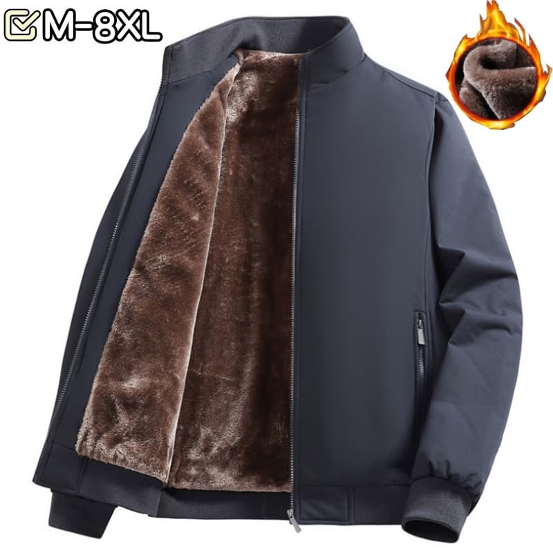 [Usar 40-135kg] Jaqueta masculina com forro de lã M-8XL Jaqueta acolchoada de algodão quente espessada Jaqueta masculina