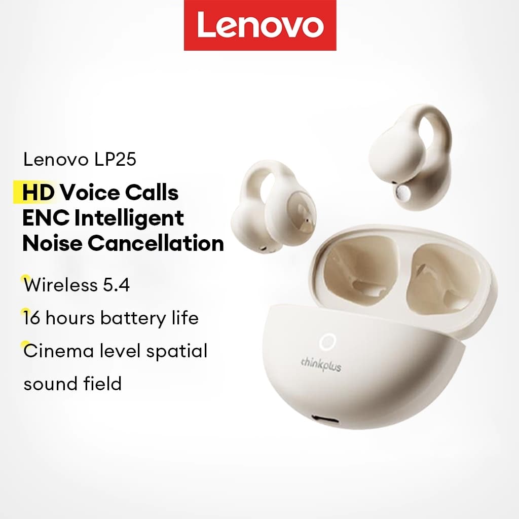 Fone de Ouvido Bluetooth Lenovo LP25 com Qualidade de Som HiFi Som HD Redução de Ruído Leve e Portátil Bluetooth 5.4