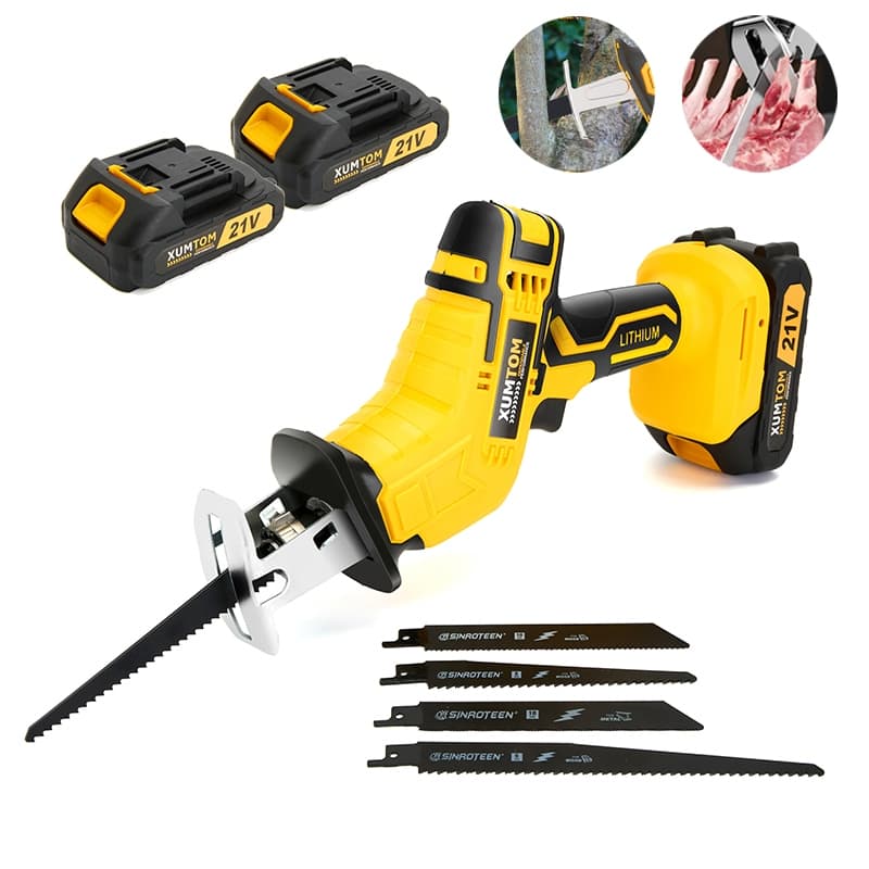 Serra Sabre Elétrica Sem Fio Profissional 21v 3200 Rpm Motosserra Duas Baterias pode cortar osso madeira lata