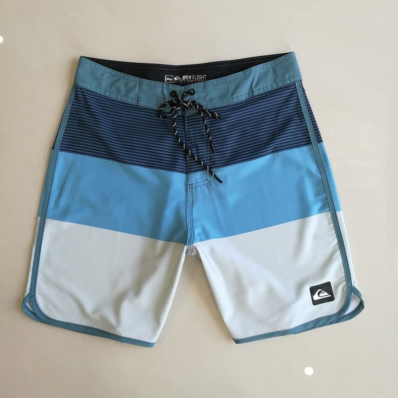 Shorts Surf & Beach-Tecido Elástico De Secagem Rápida | Estilo Patchwork Listrado Para Atividades Casuais E Aquáticas