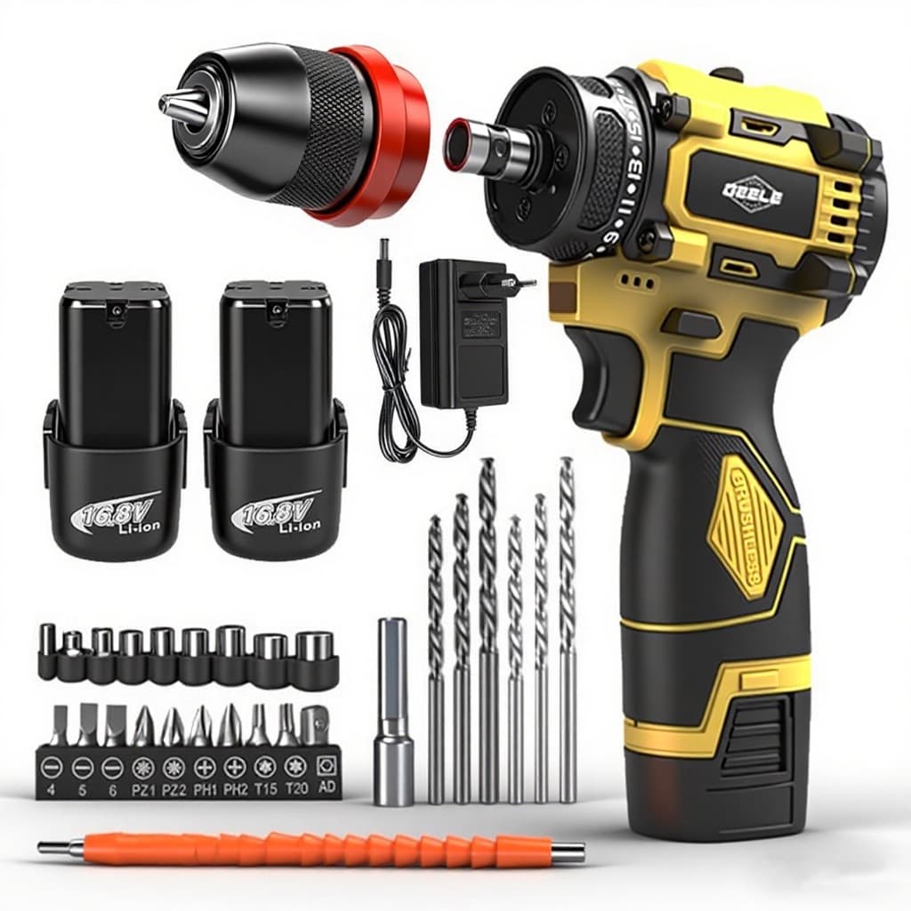 Furadeira E Parafusadeira 2 bateria 16.8 volts 3/8" 10mm 2200rpm 85N brushless