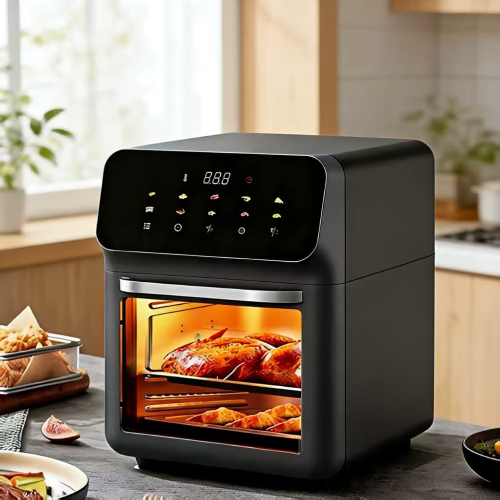 Fritadeira Elétrica Air Fryer 12 L 1500 W Painel Digital Iluminação Suporte Frango