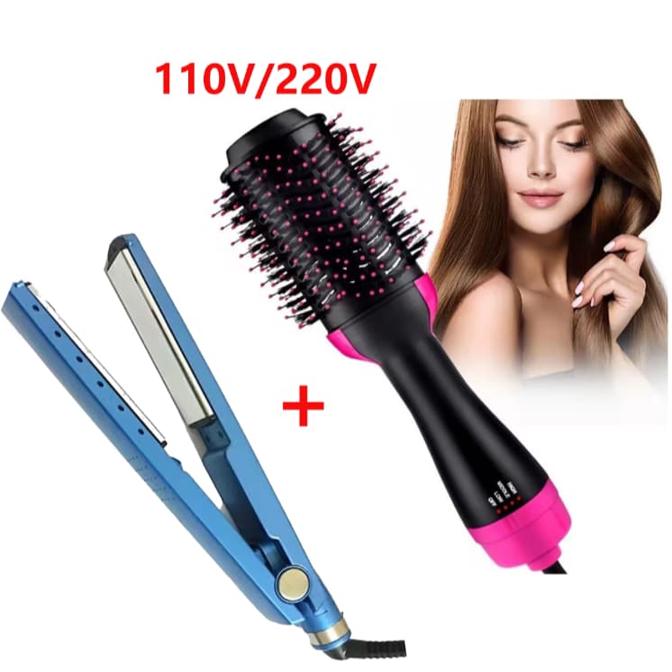Escova Secadora Alisador Elétrica Quente Cabelo Hair 110V/220V+Volts Alisadora Profissional de Cabel