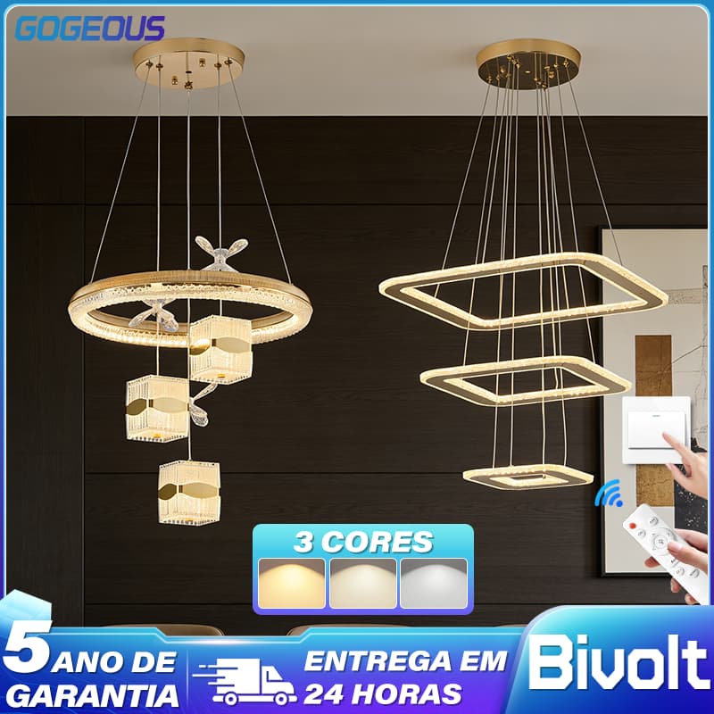 3 Cores 110V-220V Luminária pendente para sala de jantarde LED Lustre Com Controle Remoto  Para Sala de Estar Quarto