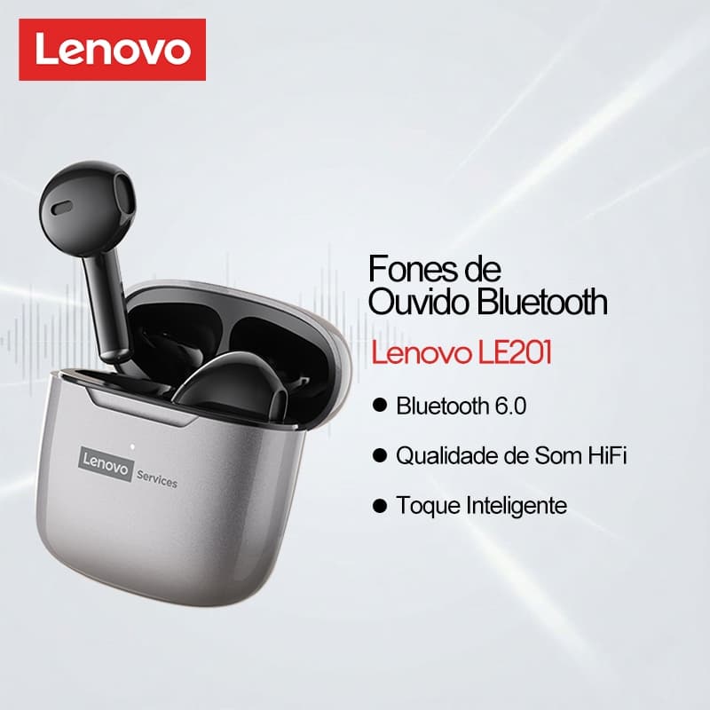 Lenovo LE201 Bluetooth 6.0 Fones De Ouvido Alta Fidelidade Qualidade Som Toque Inteligente
