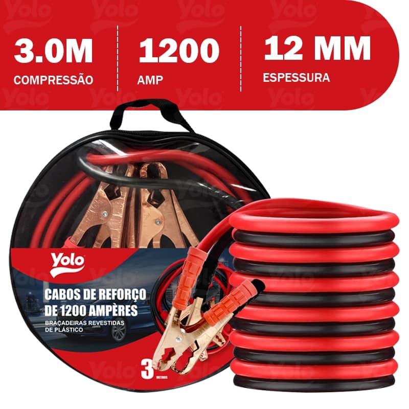 Cabo Chupeta Carregador Bateria 1200amp Carro Caminhao Moto 3m envio rápido
