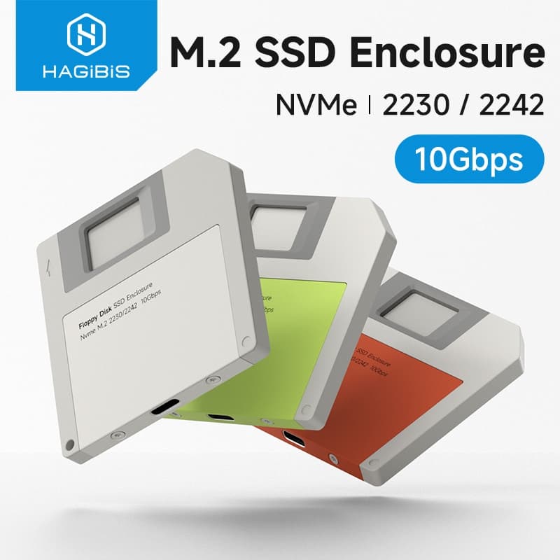 Hagibis M . 2 2230 NVMe SSD Gabinete USB 3.2 Gen2 10Gbps Retro Disquete 2242 Externo Para iPhone 17 Pro Laptops