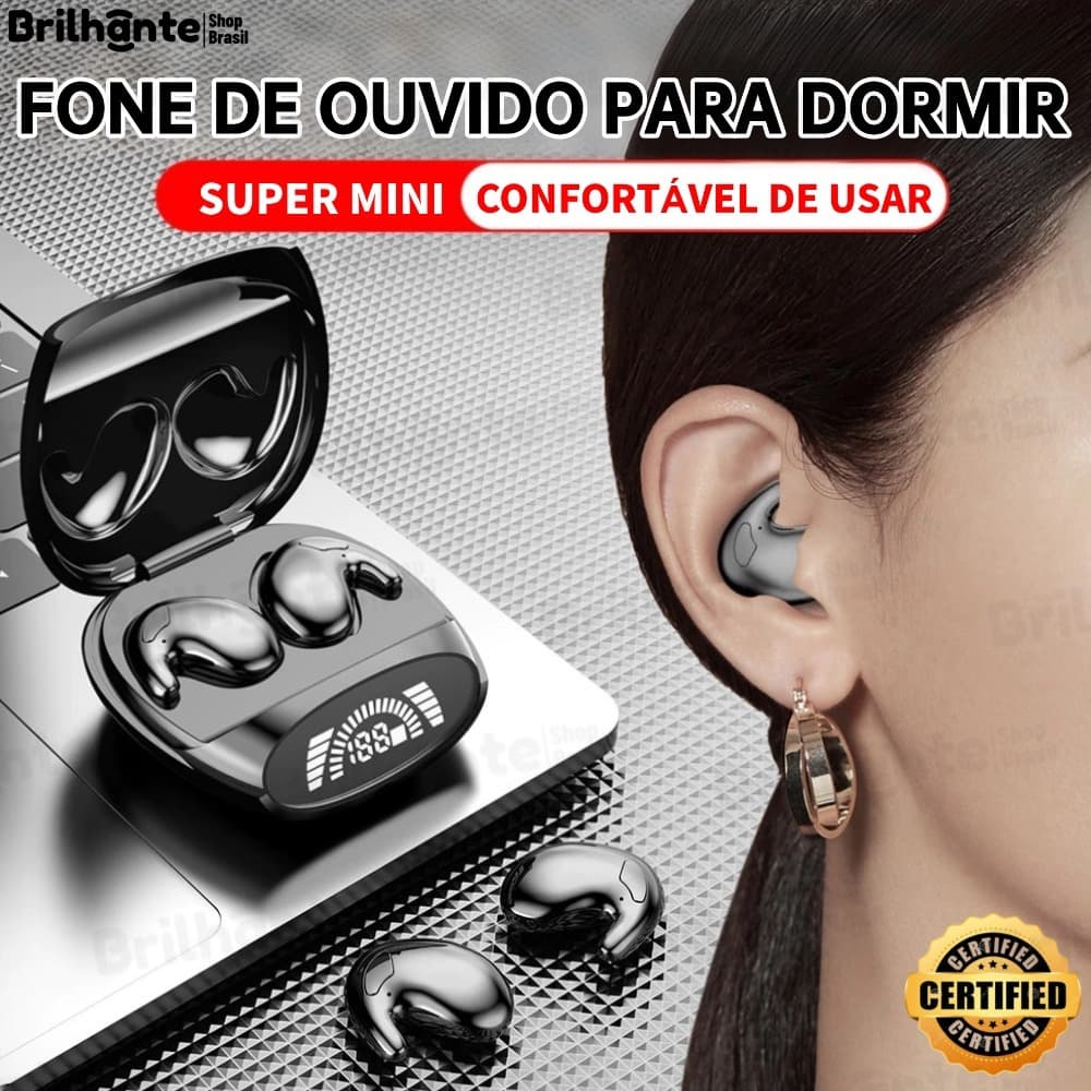 Fone de Ouvido TWS Invisível para Dormir Bluetooth Oculto IPX7 À Prova d'Água com Cancelamento de Ruídos