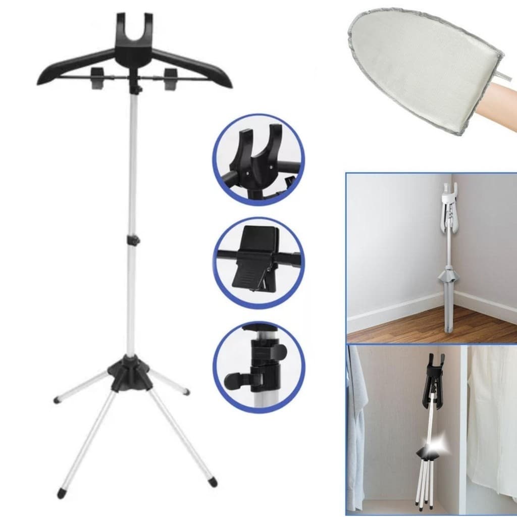 Conjunto De Suporte De Ferro A Vapor Dobrável Com Tábua De Passar Roupa Manual Para Roupas Resistentes E Rack De Secagem