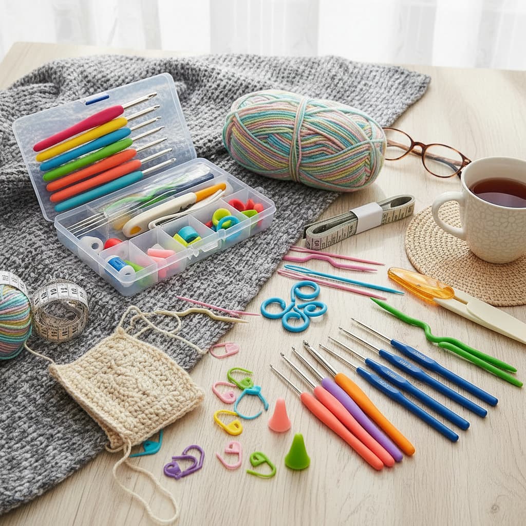 Kit Crochê Completo 53/9 Peças Para Fazer Amigurumi Agulhas Cabo Soft Tesoura Acessórios Lar das Fitas