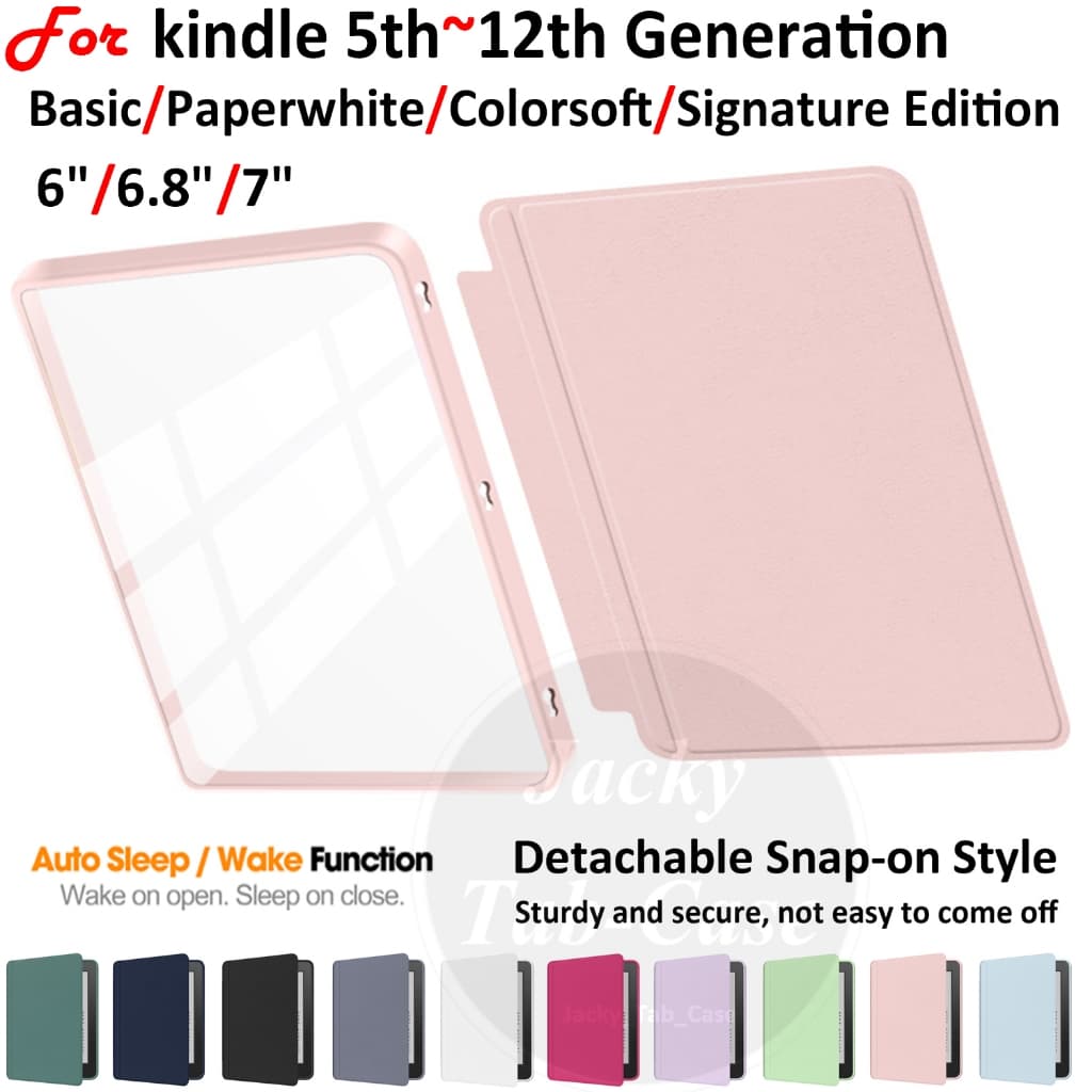 Para Kindle 6 6.8 7" 12ª 11o 10ª 8a 7 Geração Paperwhite Signature Edition Colorsoft 1a Capa Acrílico Detachável Snap-on