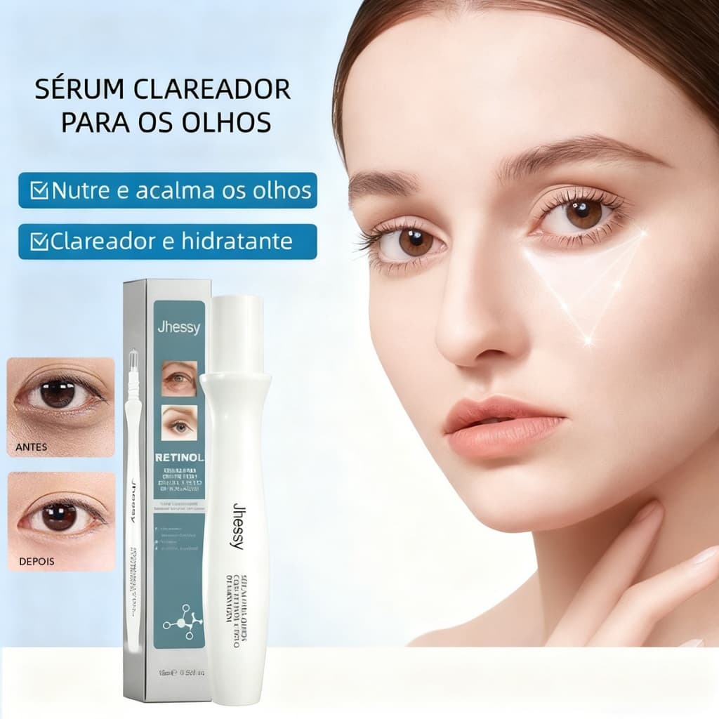 Sérum Olhos Retinol com Rolo Massageador cuidados com a pele madura Hidratação 15ml