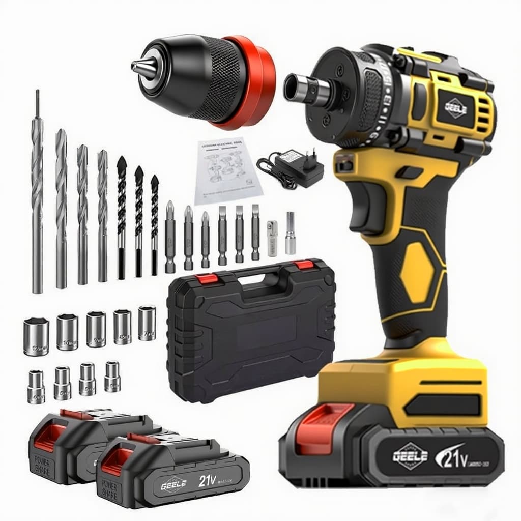 Parafusadeira Furadeira 3/8“ 10mm 21V 2 Baterias Com Maleta e Acessórios Completo  brushless