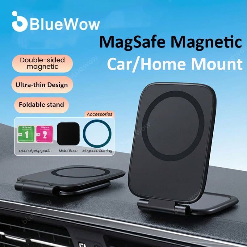 Suporte Magnético Para Telefone De Metal BlueWow-Dobrável Ultrafino , Montagem Em Mesa/Carro , Força Magnética Super Pod