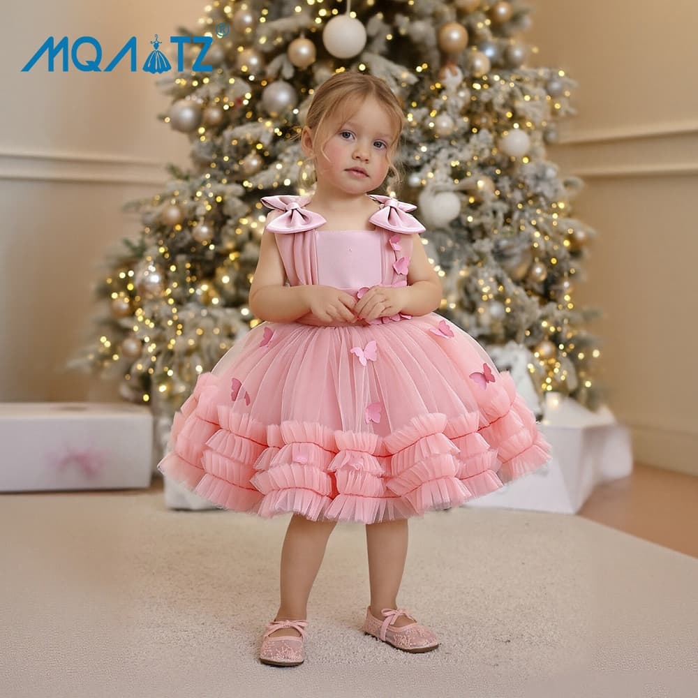 MQATZ Borboleta Bebê Menina Vestido De Festa Para Crianças Roupas Cerimônia Vestidos De Princesa Fofo Batismo L3061XZ