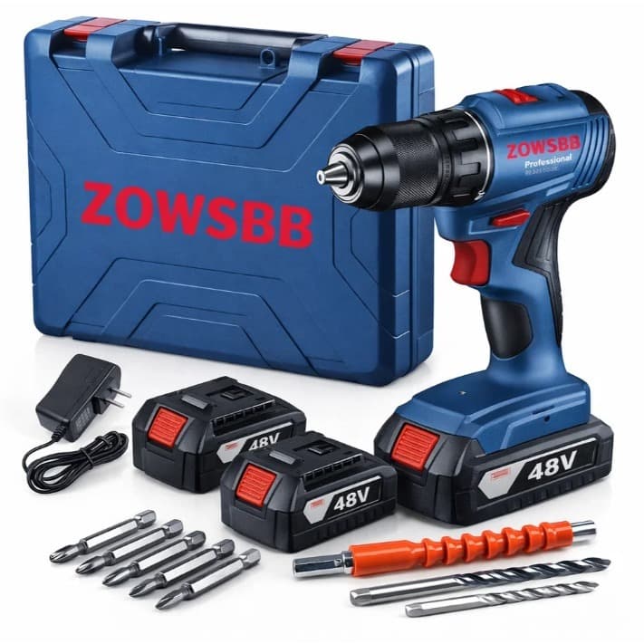 Furadeira parafusadeira 2 Baterias 48v furadeira de impacto ZOWSBB GSB 6-115 elétrica