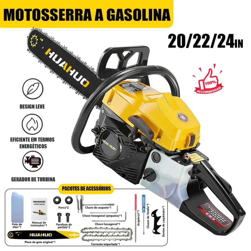 20/22/24 Polegadas 58CC Motosserra Portátil Gasolina Serra De Aço Original