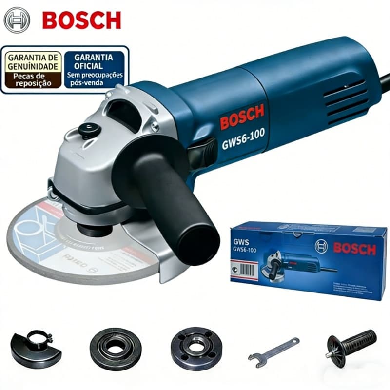 Esmerilhadeira Lixadeira Angular GWS6-100 980W 110v/220v 11000rpm+Caixa de papel Bosch