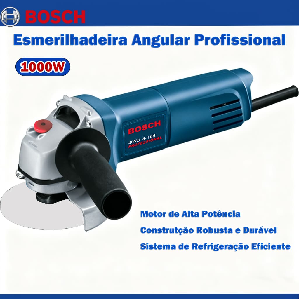 Esmerilhadeira Lixadeira Angular Profissional BOSCH Serra Elétrica Angular 1000W Kit Com Acessórios