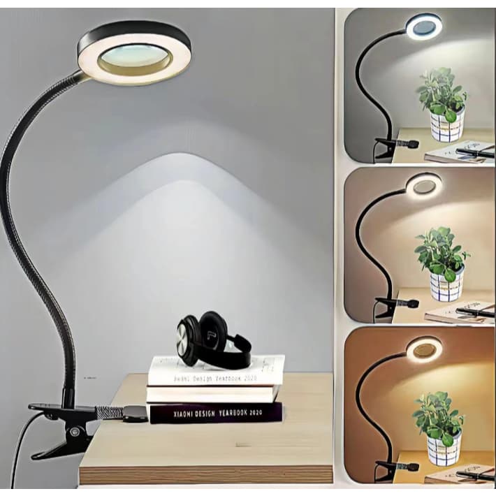 Luminária Led Lupa 10x Ring Light de Mesa Articulável 3 modos de intensidade de luz LED ajustáveis