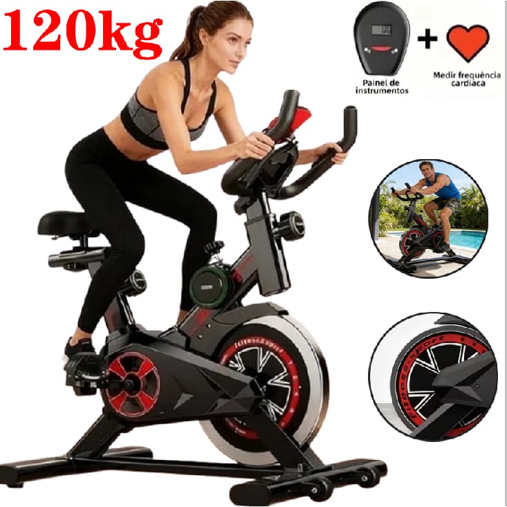 Bicicleta Spinning Ergométrica Para Exercícios Sport Suporta até 120kg Com Monitor Profissional