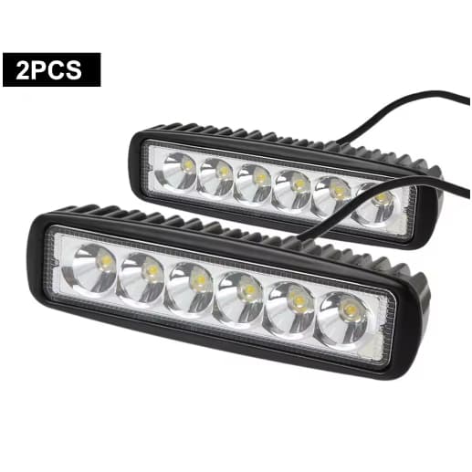 Par Farol de Milha Auxiliar Barra Universal Carro 6 Leds 18w 12v 6000k A prova d'água Off Road Moto Carro Caminhão