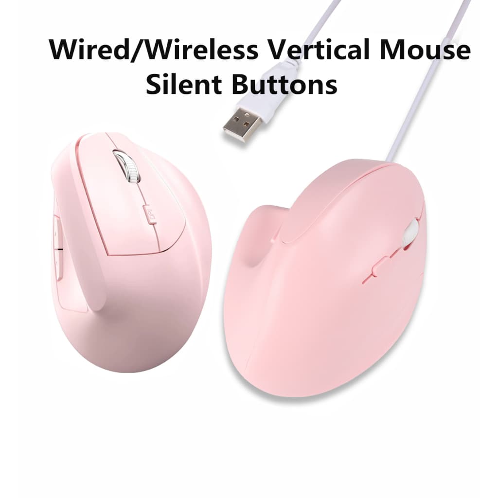 Mouse Sem Fio 2.4G Ergonômico Vertical Recarregável Silencioso Com Receptor USB 800/1200/1600DPI Para Escritório Laptop