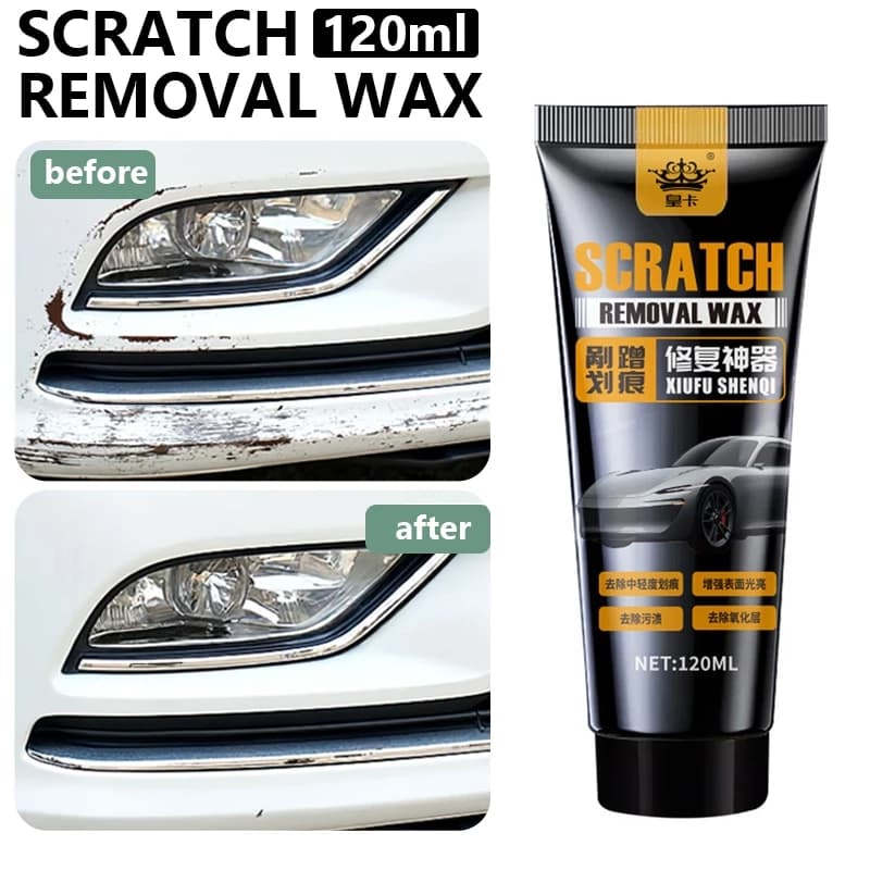 Kit Removedor de Arranhões para Carro 120ml com Cera Protetora e Esponja Aplicadora