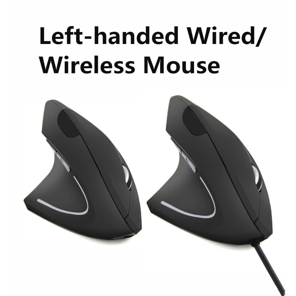 Mouse Vertical Sem Fio /com fio 2.4G Para Mão Esquerda 1600DPI Portátil USB De Jogo PC E Laptop