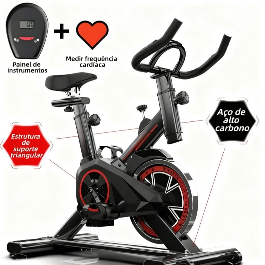Bicicleta Bike Ergometrica Spinning Academia Fitness Profissional 120kg resistência magnética silenciosa ajustável