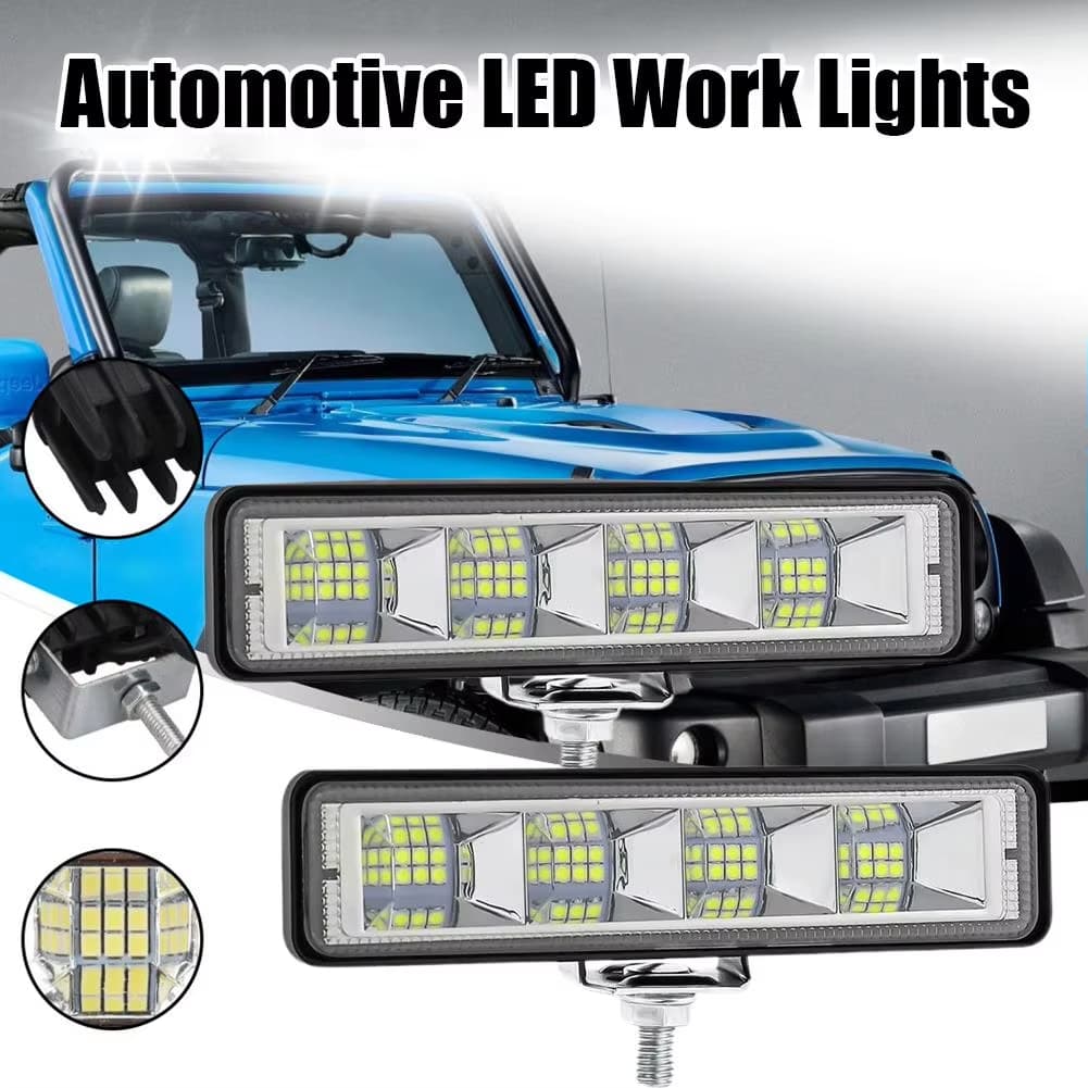 Par Farol Auxiliar Barra Universal 24 LED 72w A Prova D'agua Luz Forte Off Road Moto Carro Caminhão SUV