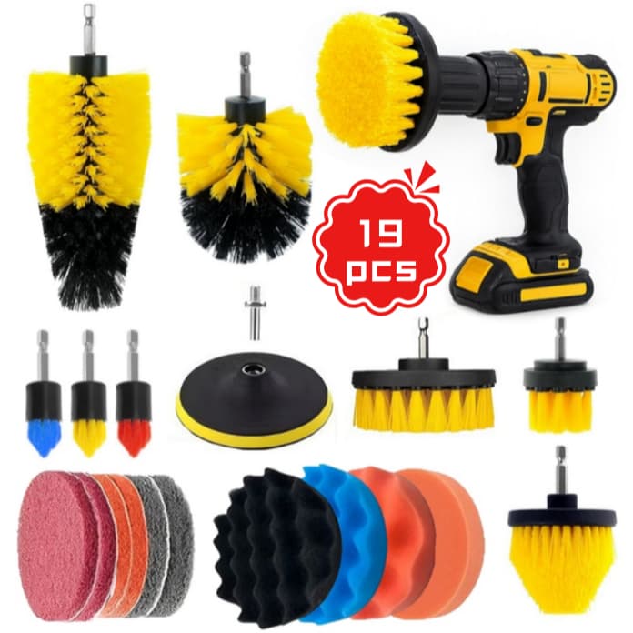 kit 19  Escovas De Limpeza Para Carro Conjunto De Escovas De Limpeza Para Furadeira EléTrica