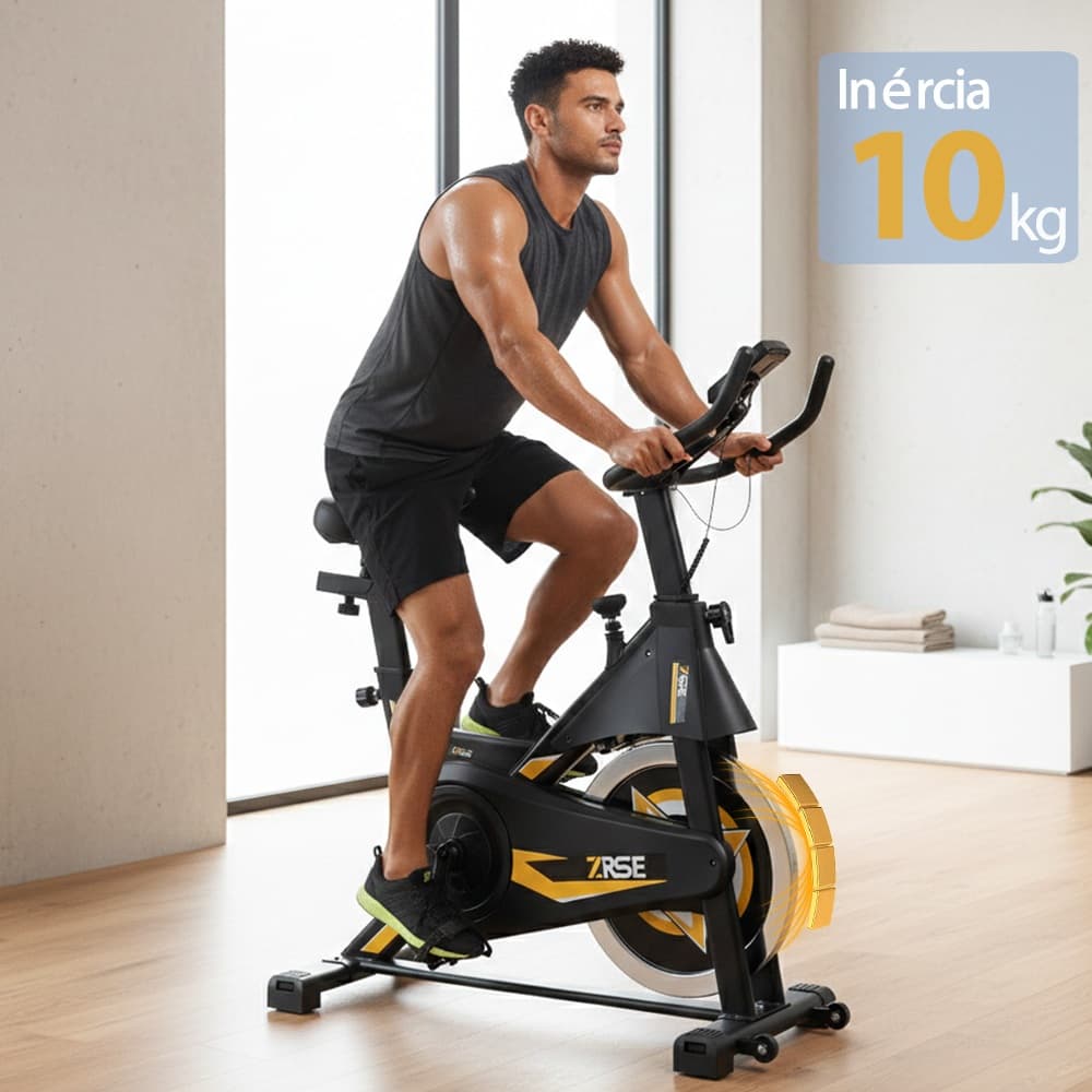 Bicicleta Ergométrica Magnética com Volante de Inércia de 10kg - Silenciosa, Suporta até 180kg