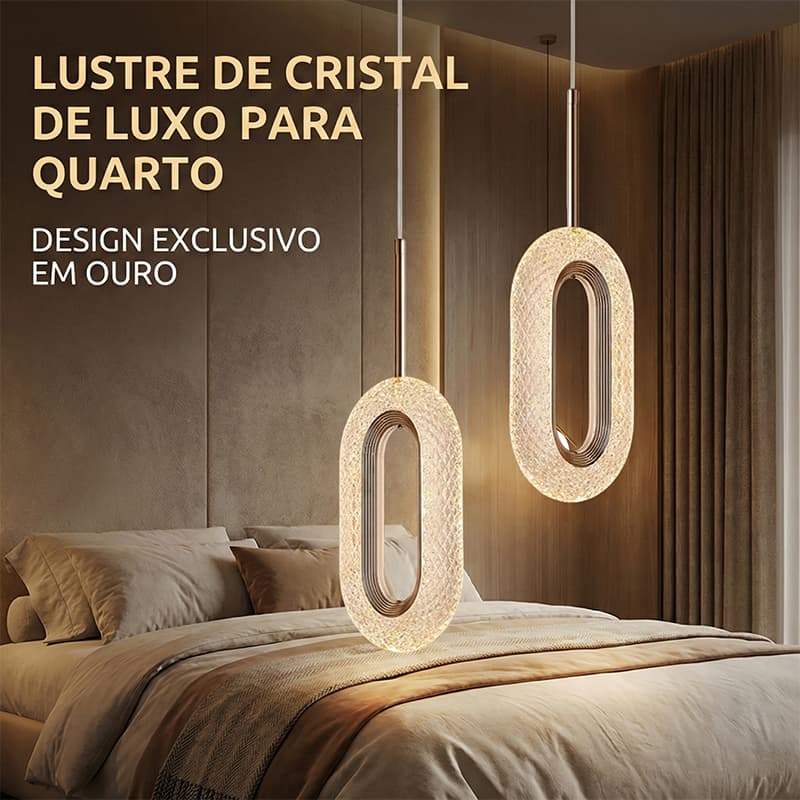 Luminária Pendente Disco Cristal 3 Cores Luminária Dourado Bolhas Dourado Led 110V-220V