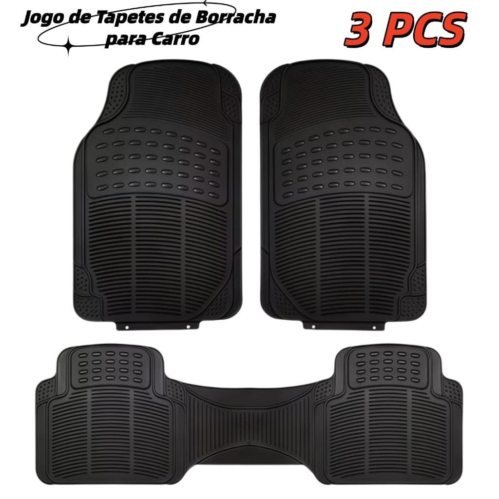 TAPETE AUTOMOTIVO UNIVERSAL 3 PÇS BORRACHA RESISTENTE ANTIDERRAPANTE MELHOR JOGO DE TAPETE CARPETE CARRO LUXO FORTE