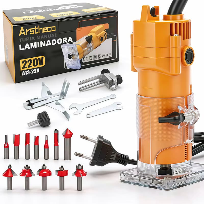 Tupia Laminadora Manual Profissional 800W Com Kit Fresa E Maleta De 12 Peças