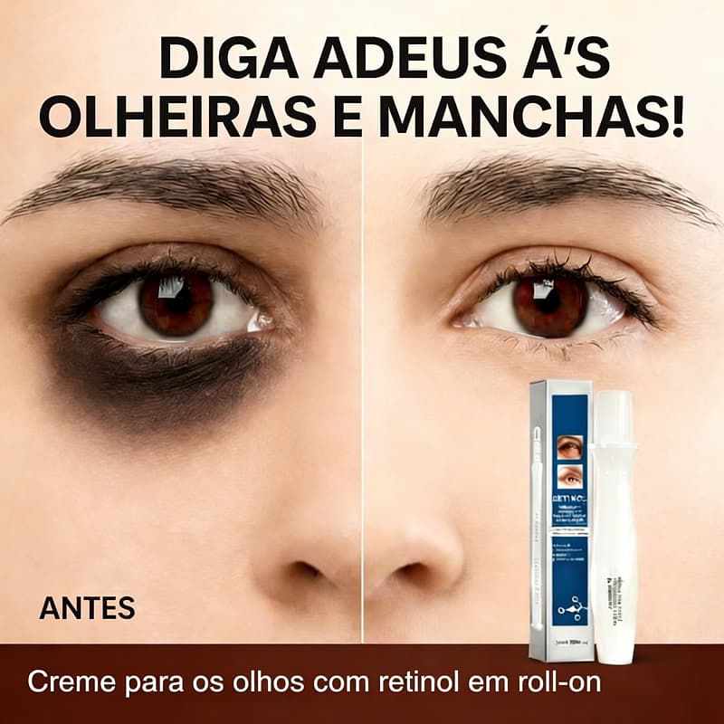 DIVOA Sérum para Olhos com Retinol e Rolo de Massagem Anti-Idade Clareador Anti-Rugas Hidratação Olheiras 15ml