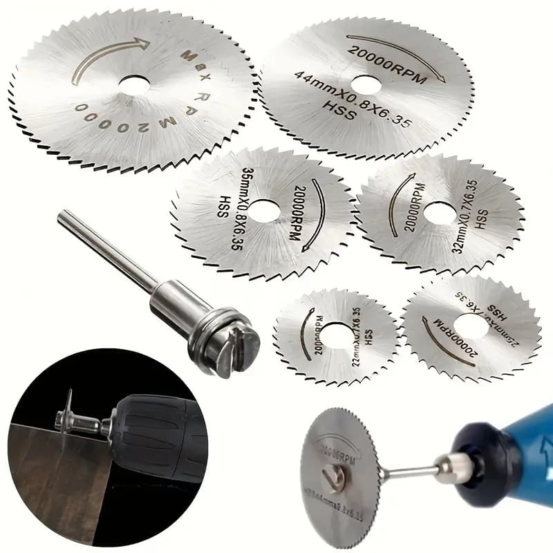 Kit Jogo Mini Serra Circular Disco Para Madeira Lamina com Adaptador Furadeira Parafusadeira