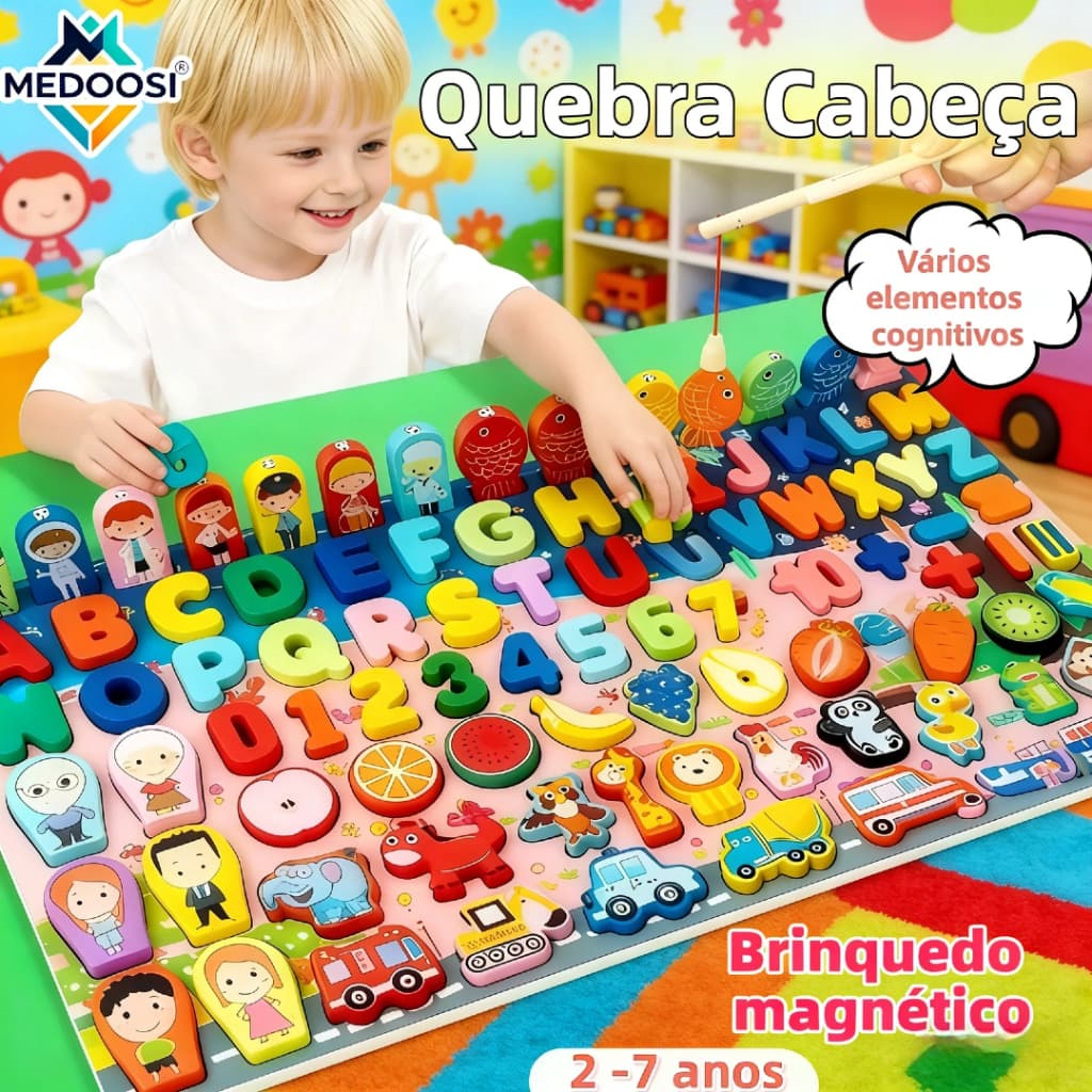 MEDOOSI-Quebra cabeça deslizante Magnéticos Pesca Montessori brinquedo jogos pedagogicos puzzle para Infantis educativos