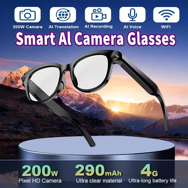 2026 AI Óculos Inteligentes 290Mah Bateria 200W pixel Câmera HD Foto Vídeo Tradução Música Assistente De Voz Controle