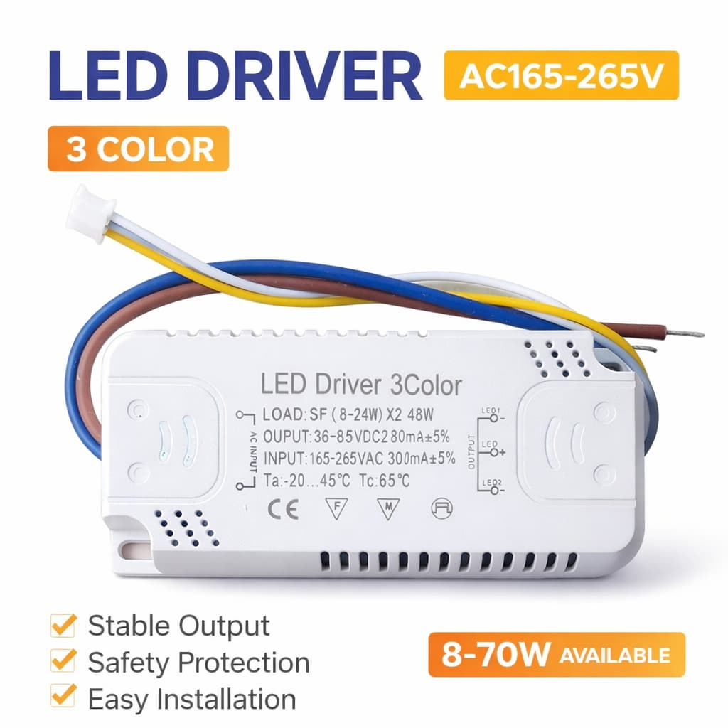 Driver LED 3 Cores Fonte de Alimentacao AC 165 265V Transformador Nao Isolado para Painel Plafon Downlight Teto