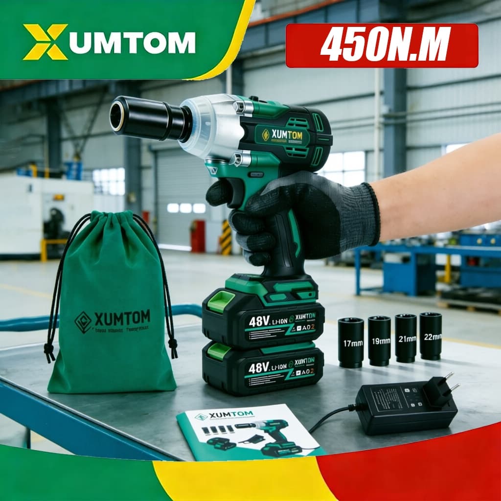 Chave De Impacto Eletrica Profissional 48v Parafusadeira Furadeira 450NM Brushless 2 Baterias kit ferramentas completo