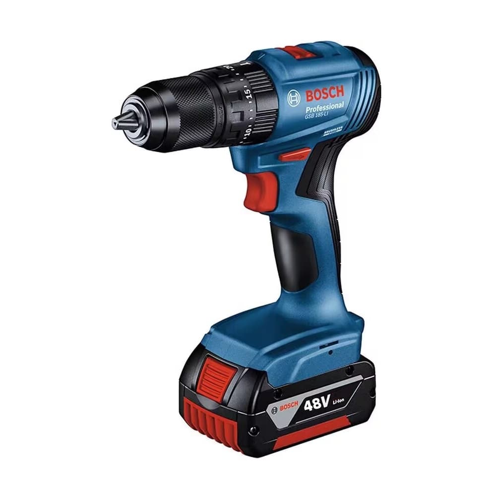 Furadeira/Parafusadeira Elétrica Bosch 48V, Furadeira de Impacto Elétrica, Furadeira de Martelo (2 Baterias)
