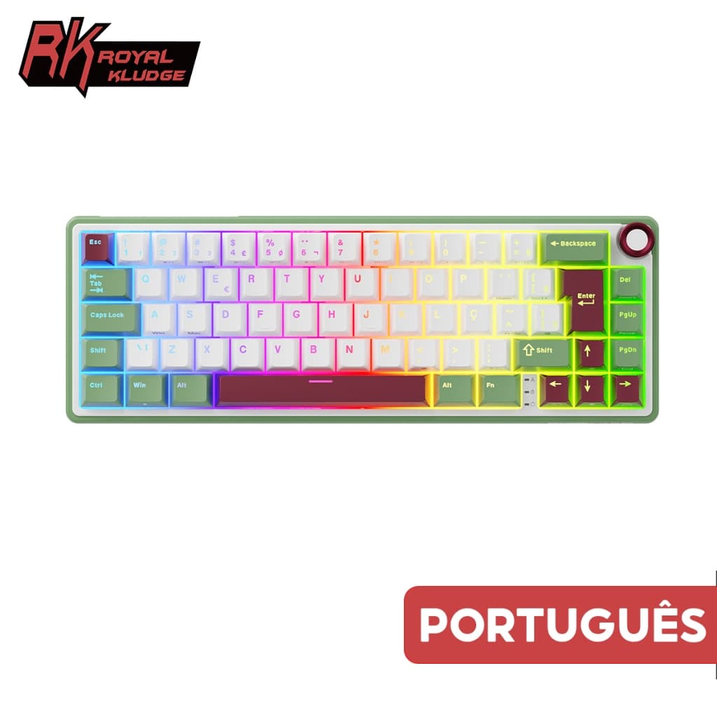 RK ROYAL KLUDGE R65 Português Greensand Gasket Teclado Mecânico Hot Swapple Com Fio