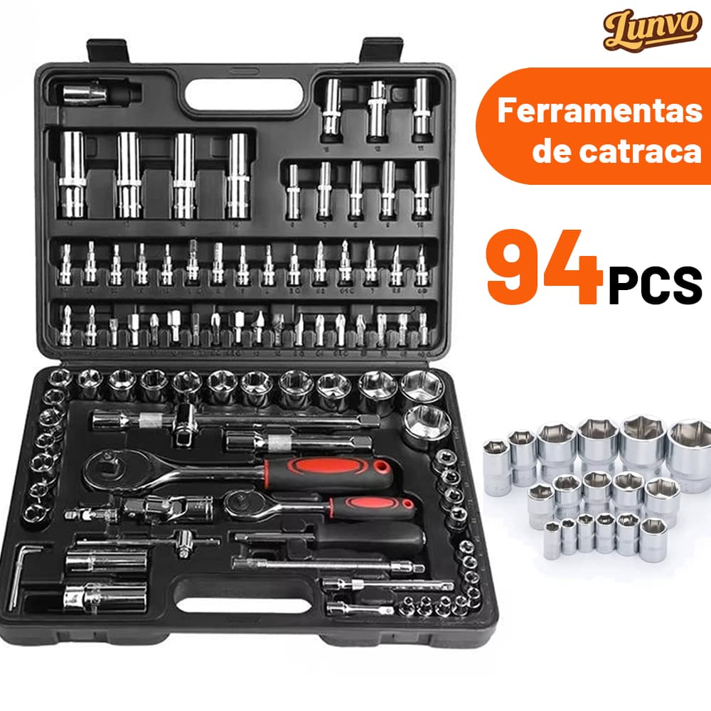 Kit 94 Pcs Jogo De Soquete Estriados 1/2 E 1/4 Com 4 A 32mm
