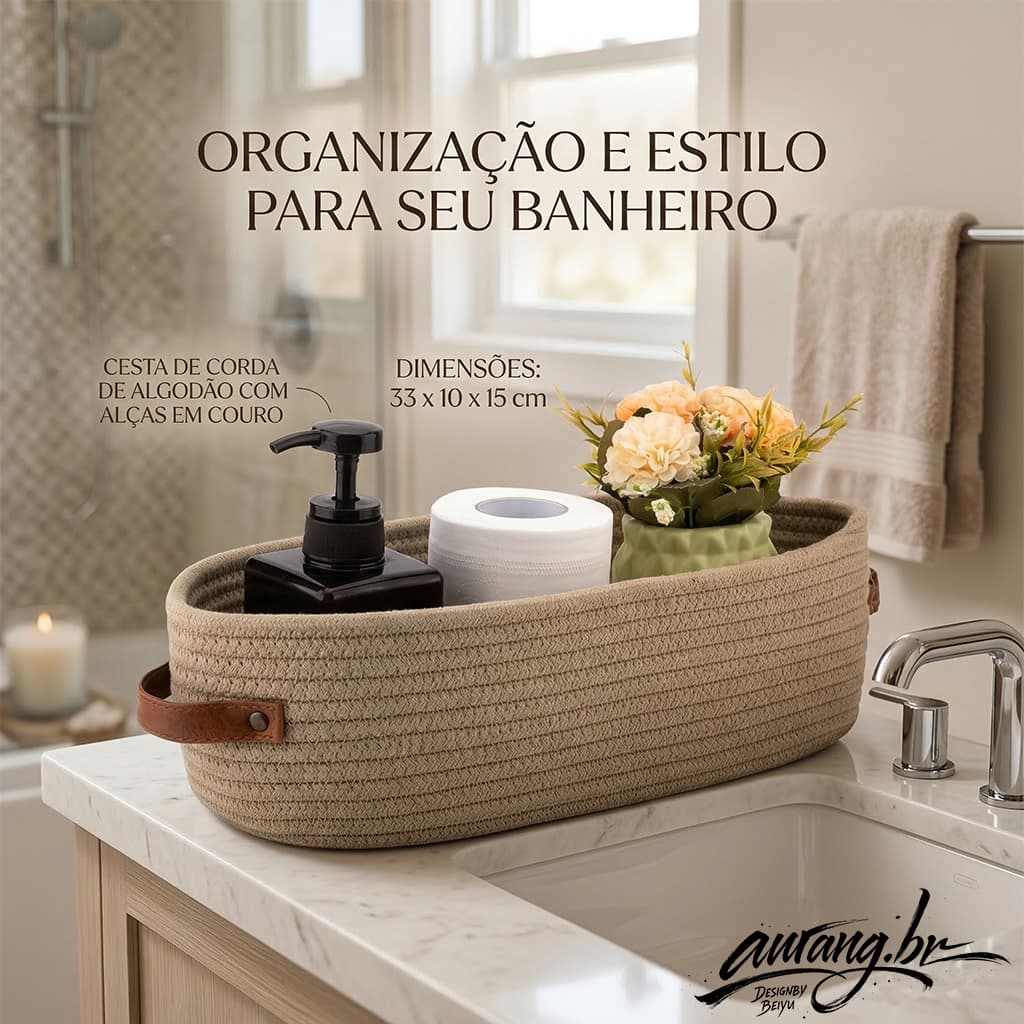 Kit Cesto Organizador Banheiro E Armário Multiuso Porta Papel Higiênico 1/2/3 Unids 33x10x15cm