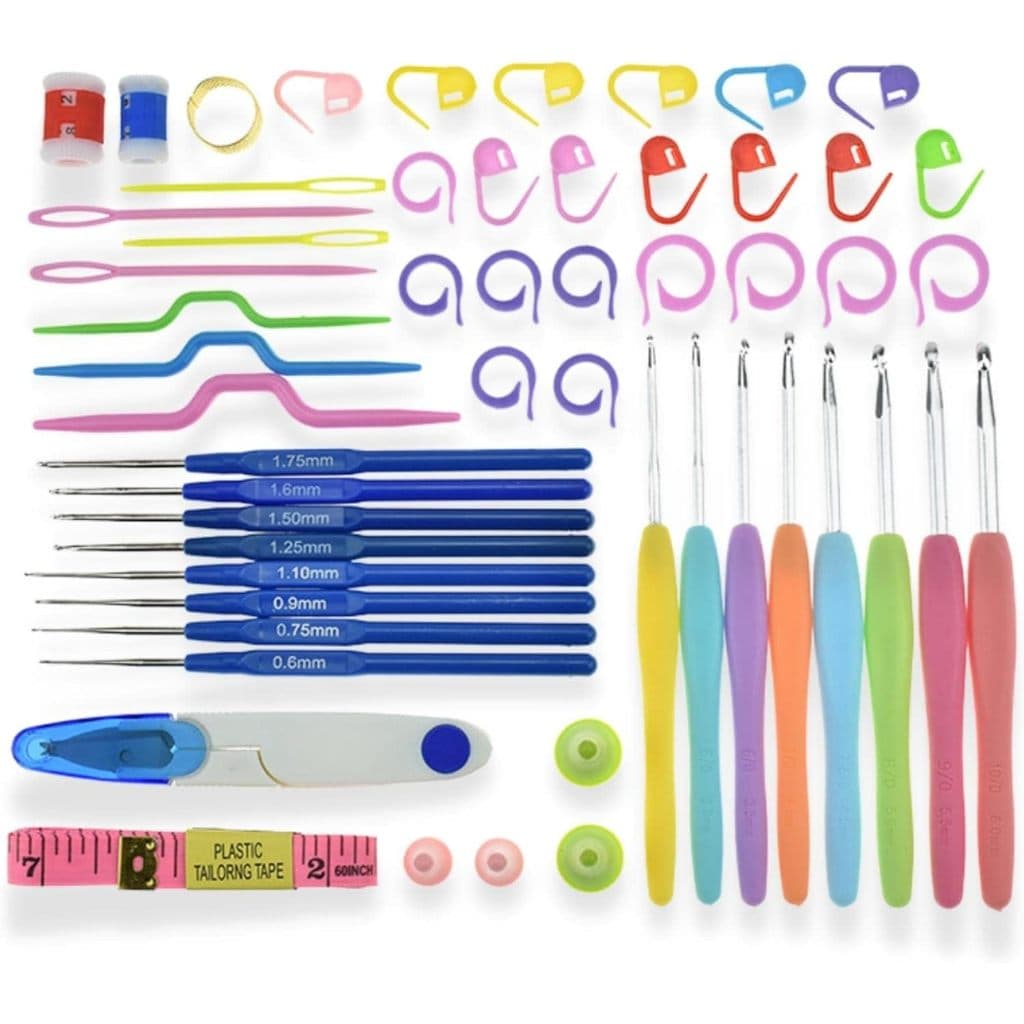 Kit Crochê Completo 53 Peças Para Fazer Amigurumi Agulhas Cabo Soft Tesoura Acessórios Ferramenta