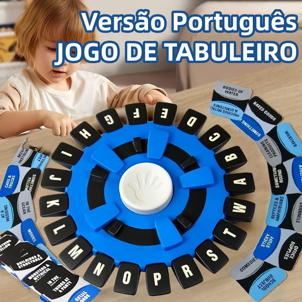 Jogo de Tabuleiro – Stop com Temporizador, Jogo de Palavras Rápido e Interativo para Família e Crianças